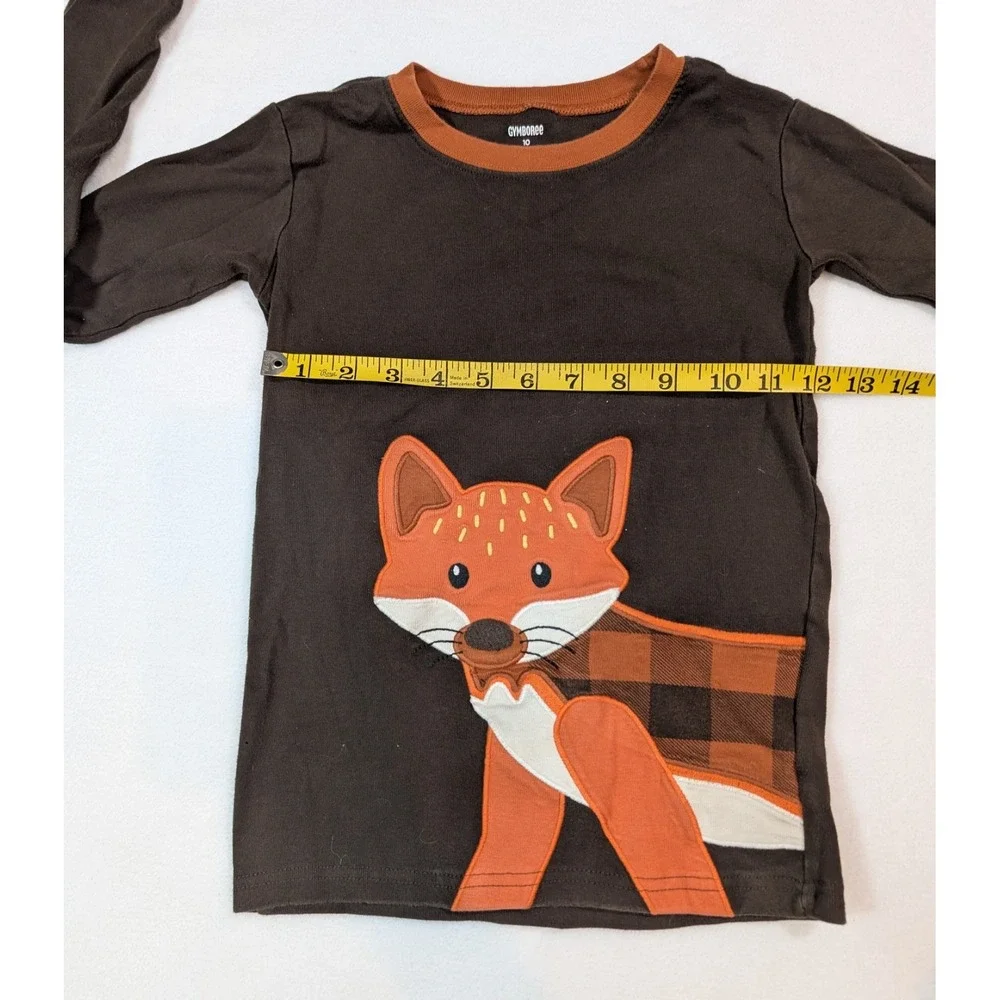 Gymboree Unisex Size 10 Fox Embroidered‎ Long Sleeve 2 Piece Pajama Set Fall